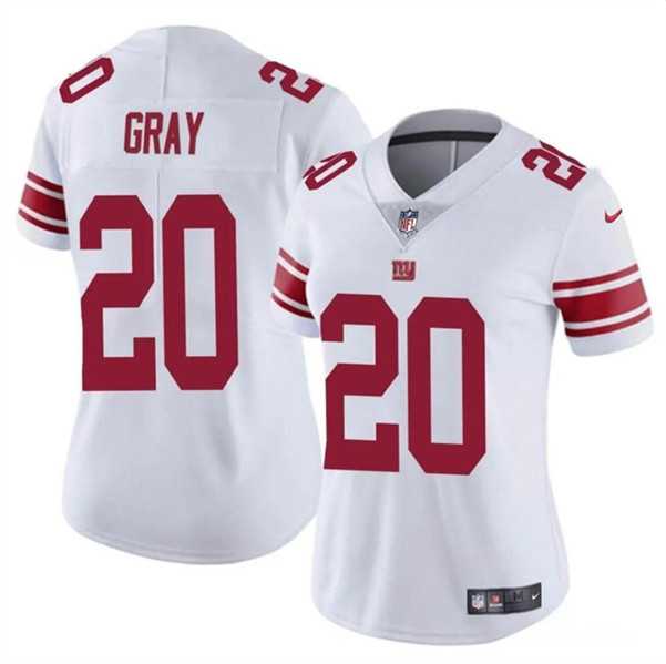 Women%27s New York Giants #20 Eric Gray White Vapor Stitched Jersey Dzhi